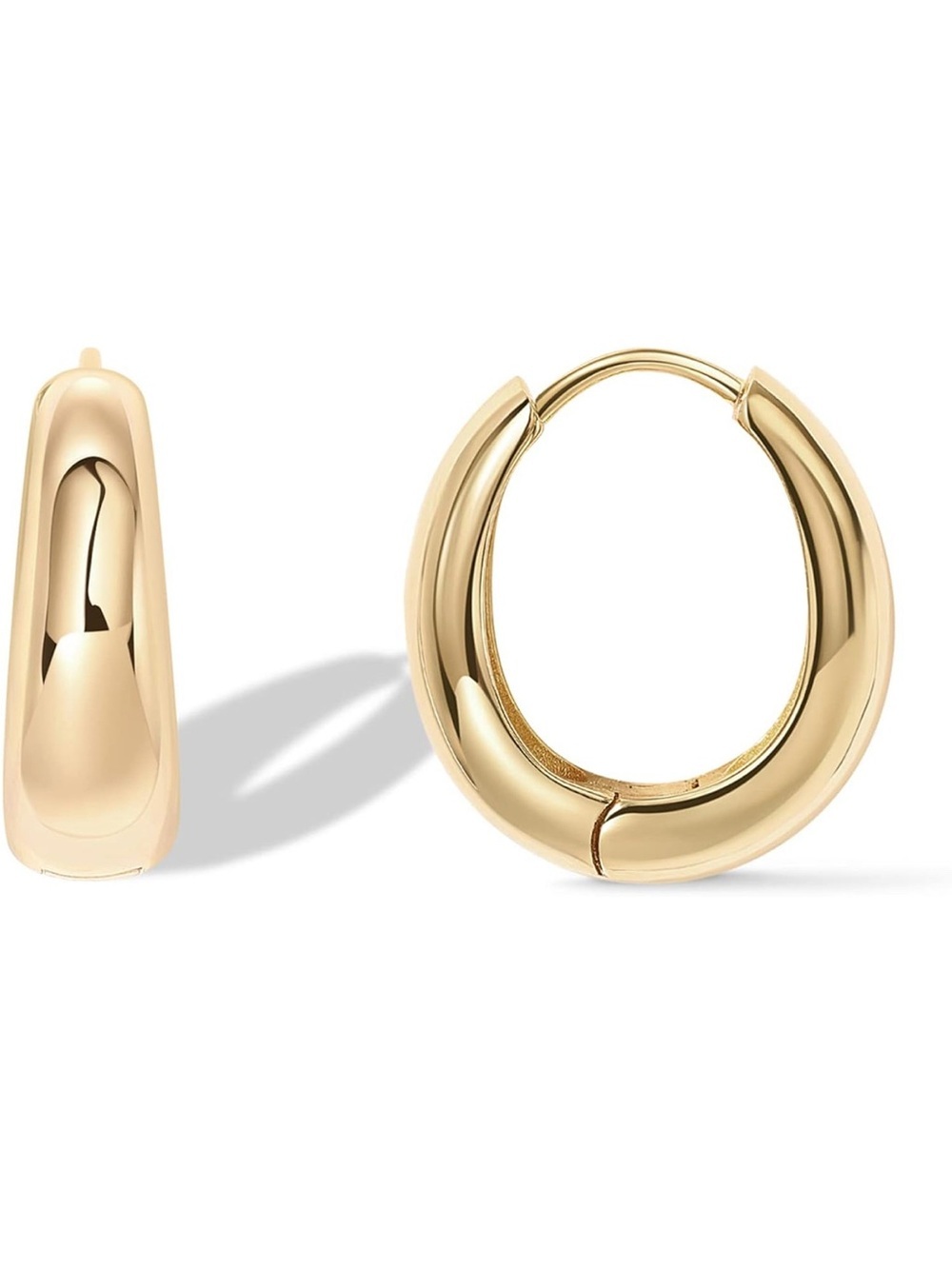 14K Gold Plated 925 Sterling Silver Small Chunky Huggie Hoop Earrings
